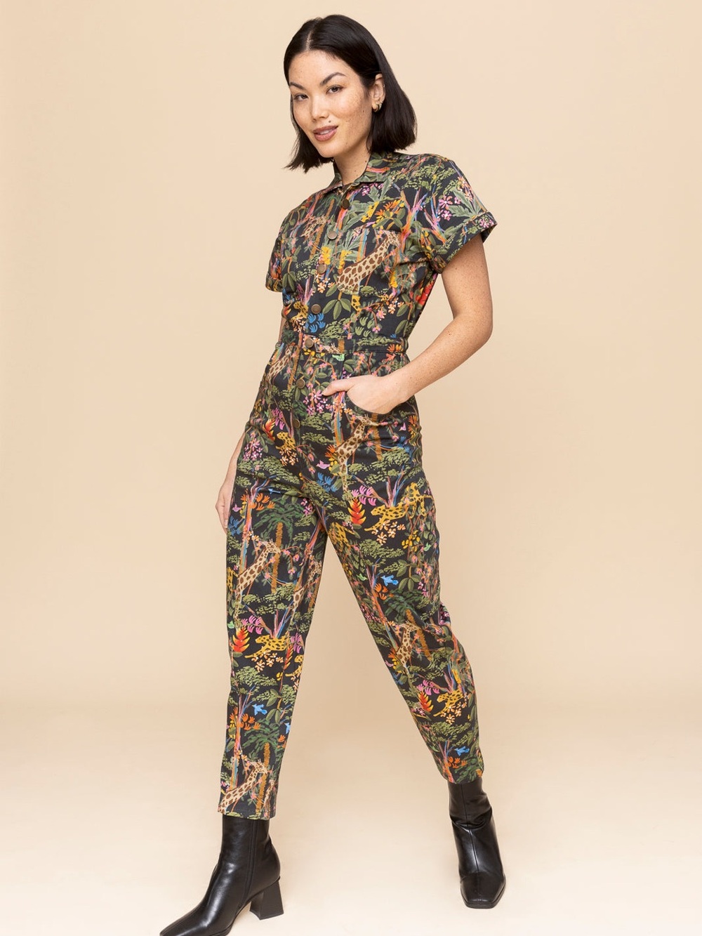 Mixed by Nasrin XL Stretchy Jungle Jumpsuit